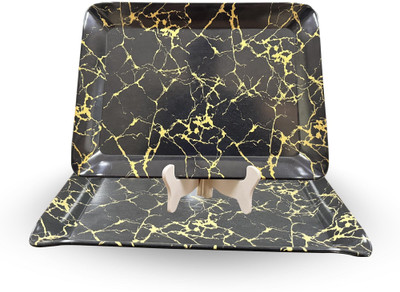 Ariya All Purpose Rectangle Tray for Serving Food Snacks Reusable at Events Tray(Pack of 2, Microwave Safe)
