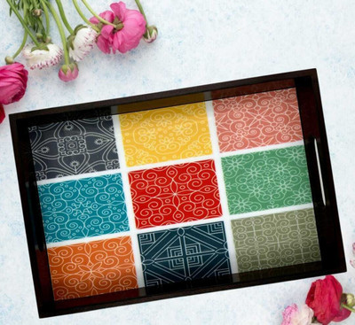 Angira handicarft WOODEN digital print tray for Kitchen serve ware Coffee_1310 Tray