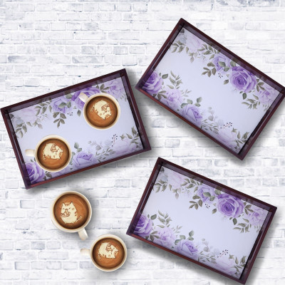 Angira handicarft Wooden Tray set of 3 for serving Tea/coffee/snacks AHS-TRAY152_1310 Tray(Pack of 3)
