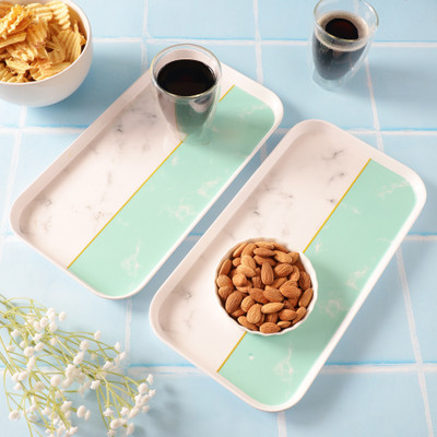 VoiDrop Melamine Serving Plates for Breakfast, Salad, Steak Dinner( 30x23x1.5)ml Tray(Pack of 2)