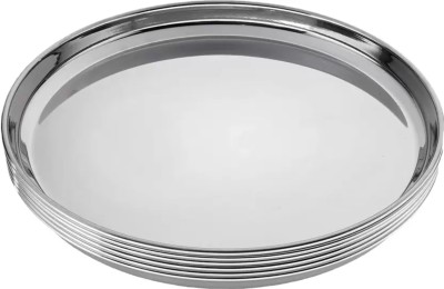 MapleTex Magic Stainless Steel Heavy Gauge Dinner Plates with Mirror Finish Dinner Plate(Pack of 4, Microwave Safe)