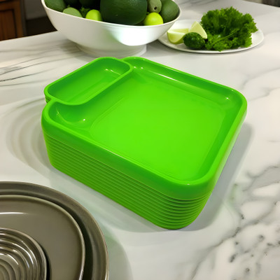 Inpro Stylish Plastic Plates in 12 Green Color for Serving Snacks / half plate Quarter Plate(Pack of 12)