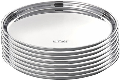 Mintage Begi Quarter Plates/Thali Pearl High Gloss Mirror Finish-Plain (Set of 8) No.9 Quarter Plate(Pack of 8)