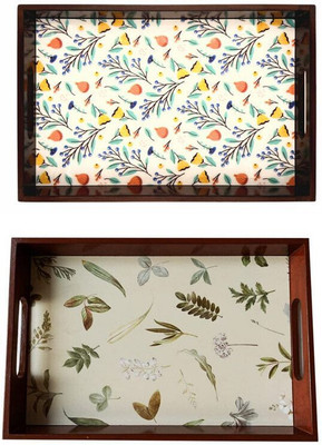Espoir bloom NEW25_tray set of 2 with UV print|Serving Tray|Multipurpose Tray|EB-T1035 Tray(Pack of 2)
