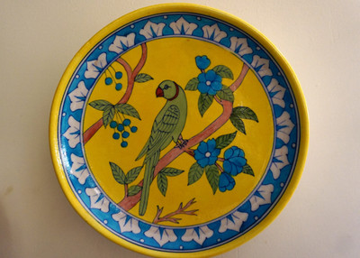 SHREE OVERSEAS Blue Pottery Handmade Decorative Plate Dinner Plate(Microwave Safe)
