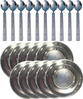 SHINI LIFESTYLE Old Style Quarter Plate, Breakfast Plates,Quarter Plate 10pc with spoon set Dinner Plate(Pack of 20)