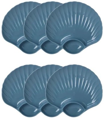 HRK Enterprise Premium Dinnerware Plate with Dip Section - Shell Shape Plate (MULTICOLOR) Dinner Plate(Pack of 6)