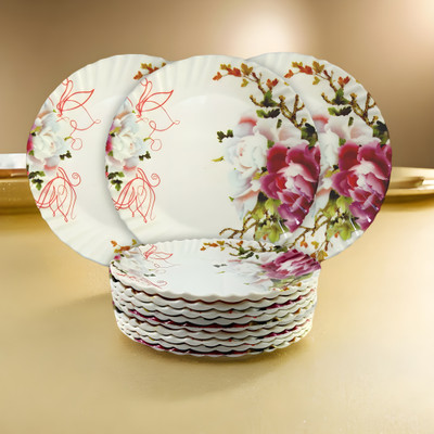 Inpro Serve Snacks in Style with our Melamine Round Serving Plates Half Plate(Pack of 12)