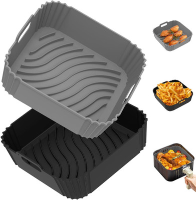jaswanthstor Air Fryer Silicone Liners, Square, Silicone, Reusable Tray(Pack of 2, Microwave Safe)