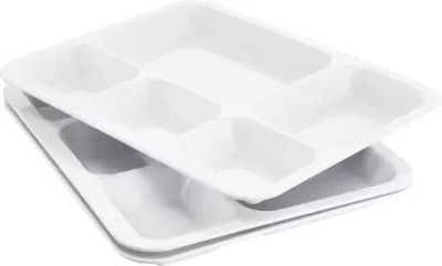 Everbuy Thali 5 in 1 for Hostel,Canteens,Hospital for Lunch/Dinner-Extra Deep Mess Tray Sectioned Plate(Pack of 2, Microwave Safe)