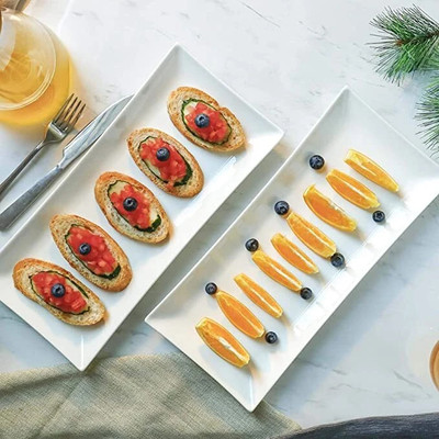 BARCROCK Premium Rectangular Serving Platters Trays for Party Food Appetizer Snack plate Tray(Pack of 2)