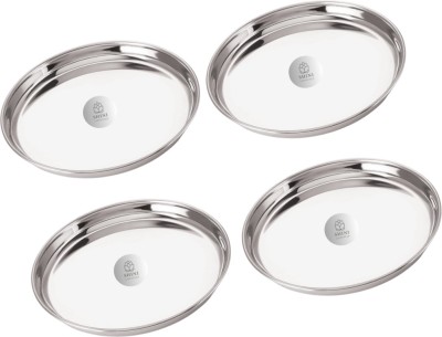 SHINI LIFESTYLE Stainless Steel Traditional Dinner Plate | Khumcha Thali | dinner thali Dinner Plate(Pack of 4)