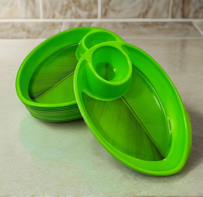 Inpro Melamine Oval Snacks Platters-Perfect For Kitchen Utensils & Serving Snacks. Quarter Plate(Pack of 12)