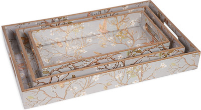 amimashop Wooden Tray Set of 3 with Premium Design Tray(Pack of 3)