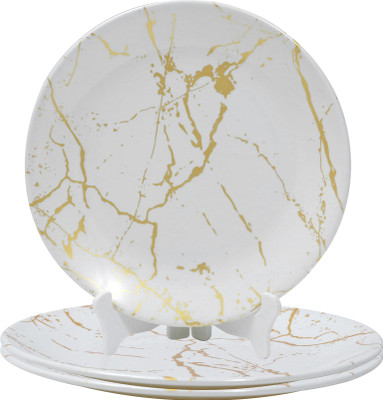 Ariya Plastic Plates for Dinner | Melamine Build | Durable & Stackable Dinner Plate(Pack of 3, Microwave Safe)