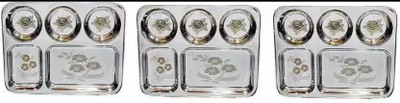 jai shri sons Jai Shri & Sons Stainless Steel 5 in 1 LUNCH/DINNER/BHOJAN Thali Sectioned Plate(Pack of 3)