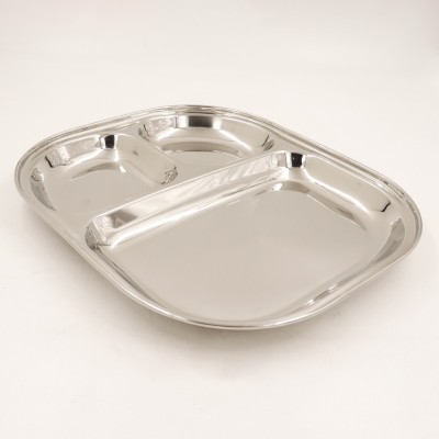 Spilbox Steel Tiffin Plate|BreakfastPlate|DinnerPlate|CompartmentPlate-Oval Tiffin Plate Dinner Plate