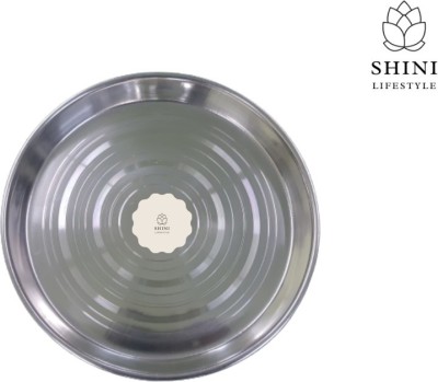 SHINI LIFESTYLE Stainless Steel Plate, Round, laser design, 30 cm Dining Dinner Plate(Pack of 4)