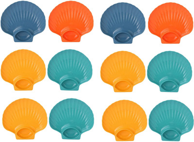 openZest Multi-purpose Creative Snack Plastic Shell Shape Plate Tableware (12Pcs) Chip & Dip Tray(Pack of 12, Microwave Safe)
