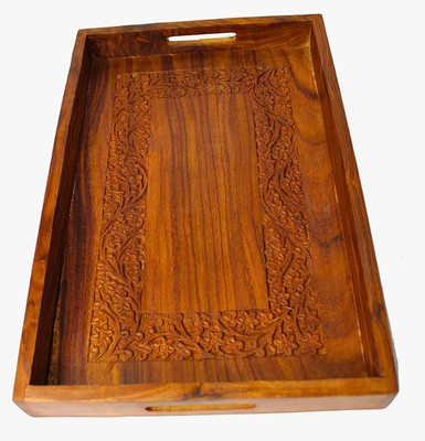 MIKEL ENTERPRISES Tray for Serving Durable Wood Tray with Hand painted Design (12L x 8W x 1.75H) Tray