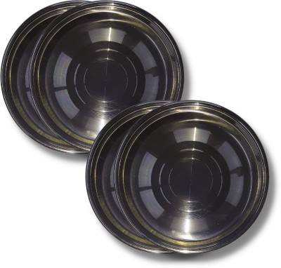 SHINI LIFESTYLE Heavy Gauge Steel Laser Halva Plates / Breakfast Plates / Serving Plates, 17 cm Quarter Plate(Pack of 4)