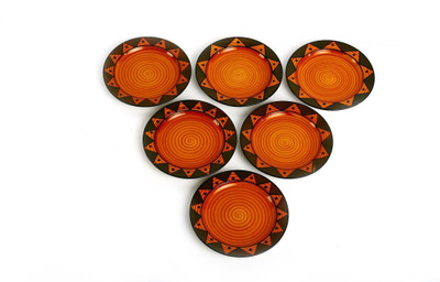 caffeine Ceramic Handmade Brown Soorya 8 inch_NEW PTD32 Half Plate(Pack of 6, Microwave Safe)