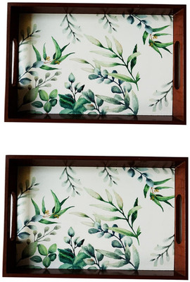 Angira handicrafts Wooden tray set of 2 with UV print|Serving Tray|Multipurpose Tray|AHS-T1846 Tray(Pack of 2)
