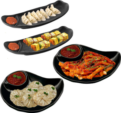 ZIDO (Pack of 4) Multipurpose Chip N Dip Serving Platter for All Type of Snacks Chip & Dip Tray(Pack of 4)