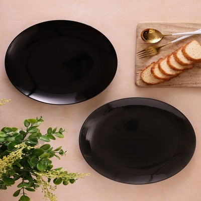 LAOPALA DIVA Black Ceramic Dinner Plates Set of Six Dinner Plates Microwave Dishwasher Safe Dinner Plate(Pack of 6, Microwave Safe)
