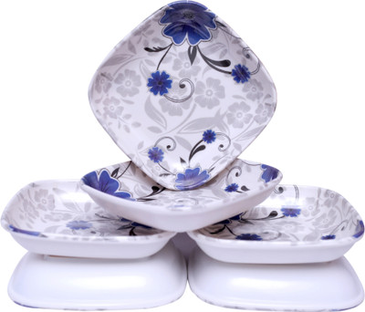 Feast Melamine Square 6 Inch Snacks Plate Set 6 Pcs Quarter Plate(Pack of 6)