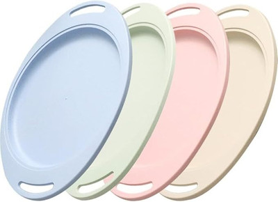 Vortipu 4pcs Serving Tray Steak Plate Round Appetizer Dishes Canape Plate Multicolor Tray