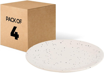 Usha Shriram 10Inch Ceramic Dinner Plate with Dots(4Pcs-White)|Refrigerator Safe|Stain Proof Dinner Plate(Pack of 4, Microwave Safe)