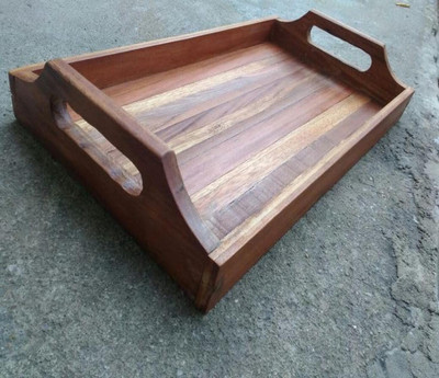Navdurga Dining Rectangular Tray for Kitchen | Premium Thick Sangwan Wooden Serving Tray Tray