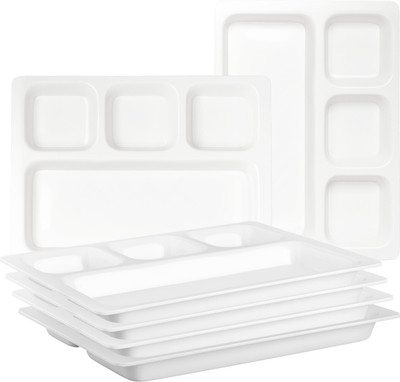 Neena Crockeries ACRYLIC_4_PORTION_PLATE_PK_OF_6_PC Sectioned Plate(Pack of 6, Microwave Safe)