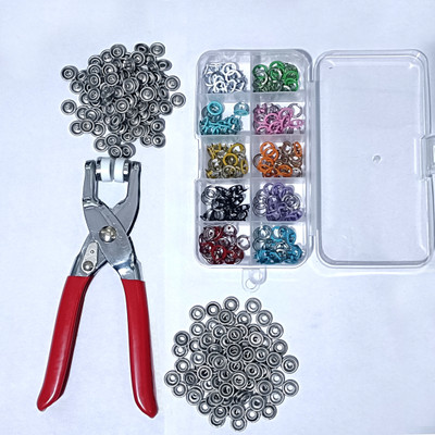 Chhogli 100 Pcs Multicolor Rivets Grommet Eyelet Setting Pliers Tool/Cloth Press Button Punch Plier(Length : 6 inch)