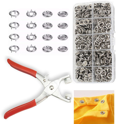 OSSOBERRY 100 Sets Metal Snaps Buttons with Fastener Plier Perfect for DIY Crafts Clothes Combination Snap Ring Plier(Length : 6 inch)