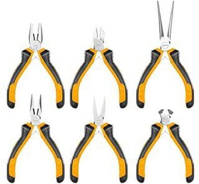 INGCO 6 PCS MINI PLIER SET NEEDLE, NOSE COMBINATION DIAGONAL PLIER SET HMPS06115 Diagonal Plier(Length : 5 inch)