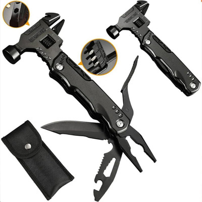Calldrishe 16 in 1 Hammer with Pliers Screwdrivers Bottle Opener for Indoor Outdoor Multifunctional Gadget Camping Hammer Wrench Multi Tools Hammer for Survival Speciality Hammer(0.4 kg)