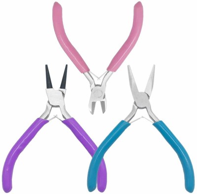 atozshop11 3 Pcs Carbon Steel Jewelry Pliers Mini Flat Nose Pliers for Jewelry Findings Round Nose Plier(Length : 9 inch)