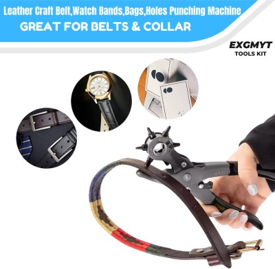 EXGMYT EXG4 Revolving Leather Belt Punching Machine Multicolour Punch Plier(Length : 8.5 inch)