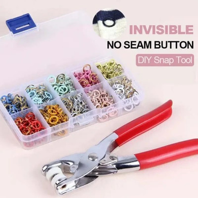 jsc Press Stud Kit, 100 Sets Snap Fasteners Kit Tool Snaps with Fastener Pliers Metal Buttons(Pack of 1)