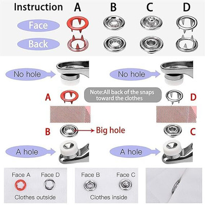 SILINET ENTERPRISE 100Pcs Stainless Steel Silver Button Thickened Snap Combination Snap Ring Plier(Length : 10 inch)