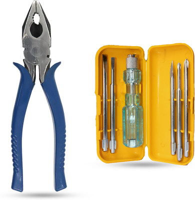 Hillgrove HGCM506M1 Multipurpose Combination Pilash Hand Tool with 5in1 Screwdriver Set Lineman Plier(Length : 8 inch)