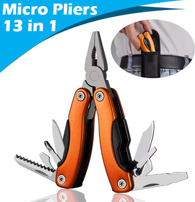 ARQEST 13-in-1 Multifunction Foldable Titanium Coated Micro Pliers Tool Kit for Camping Needle Nose Plier(Length : 4 inch)