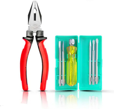 Kiesh 8 Inch Grip Combination Lineman Plier with 5 Pcs Screwdriver Set Hand Tool Kit(2 Tools)