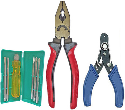 Inditrust 8inch Plier Multi type Screwdriver and wire cutter (Pack of 3) Pincer Plier(Length : 8 inch)