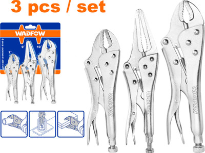 Wadfow 3 Pcs Locking Pliers Set, Combination Snap Ring Plier(Length : 10 inch)