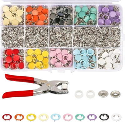 Edtepy Metal Snap Button Press Kit with Fastener Pliers, multicolor Kit 200 Pieces Punch Plier(Length : 6 inch)