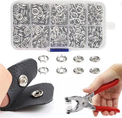 crownsmill Fastener Pliers Press Tool Kit with 200 Sets 3/8 Inch Eyelets Slip Joint Plier(Length : 15 inch)