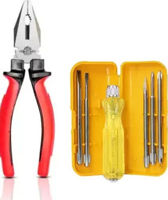 Mass Pro 8 Inch Grip Combination Lineman Plier with 5 Pcs Screwdriver Set Lineman Punch Plier(Length : 10 inch)